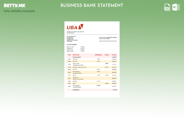 Модерен стил на UBA изјава на компанијата Шаблон за формат Word и PDF